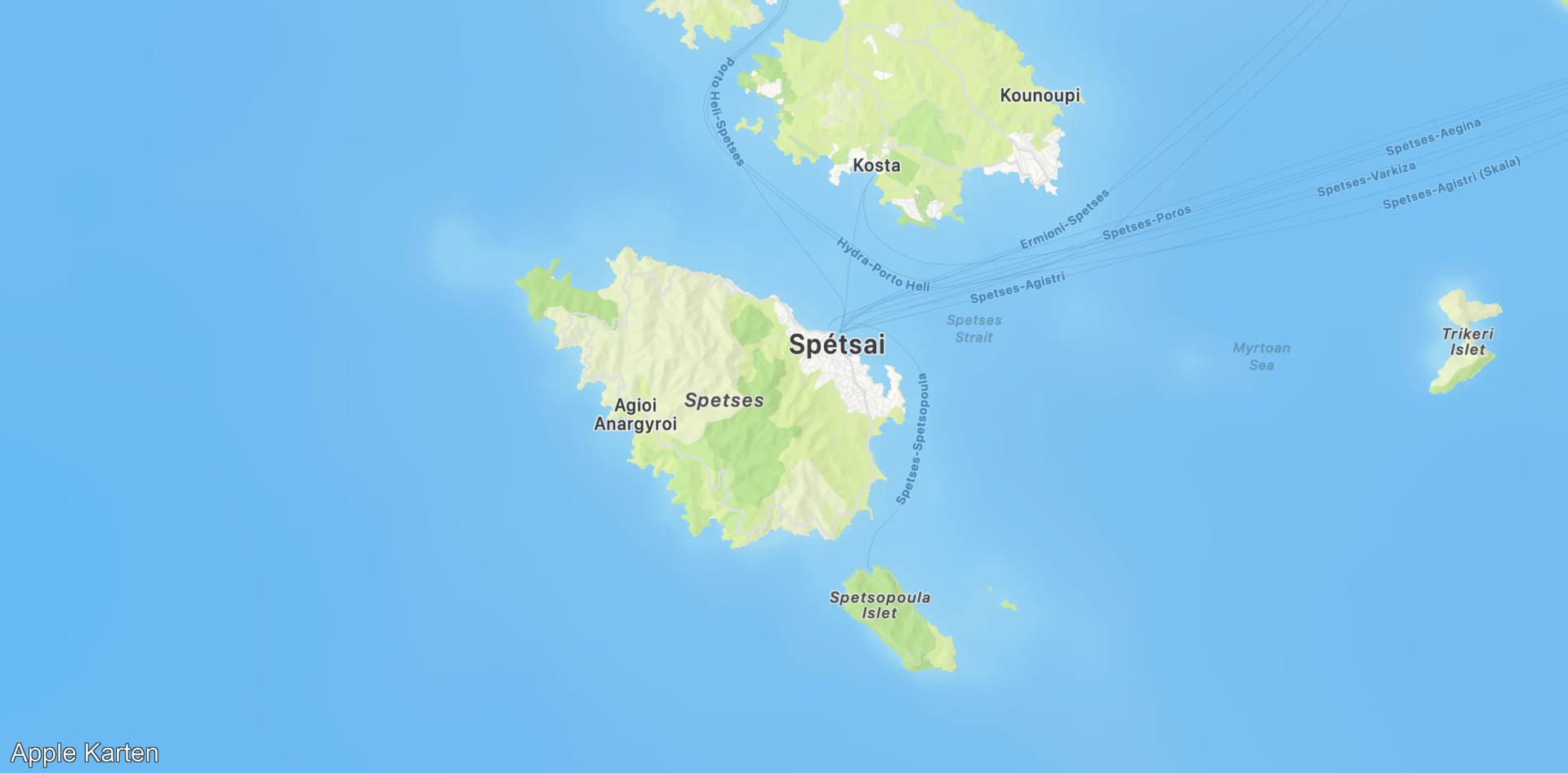 Spetses mit eleganten Villen und Pferdekutschen